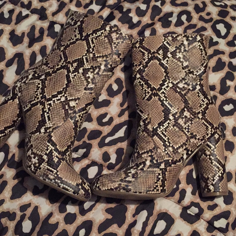Snake skin print booties
